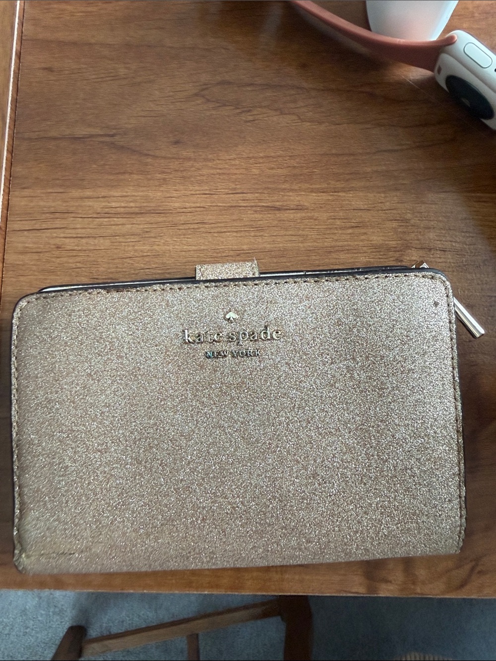 kate spade Gold Glitter Clasp Wallet